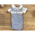 Bear Stripe Overall Smock Set - Navy/White