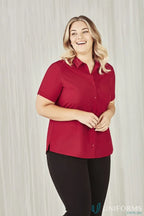 Biz Collection CS947LS-1 Bizcare Easy Stretch SS Shirt in Cherry
