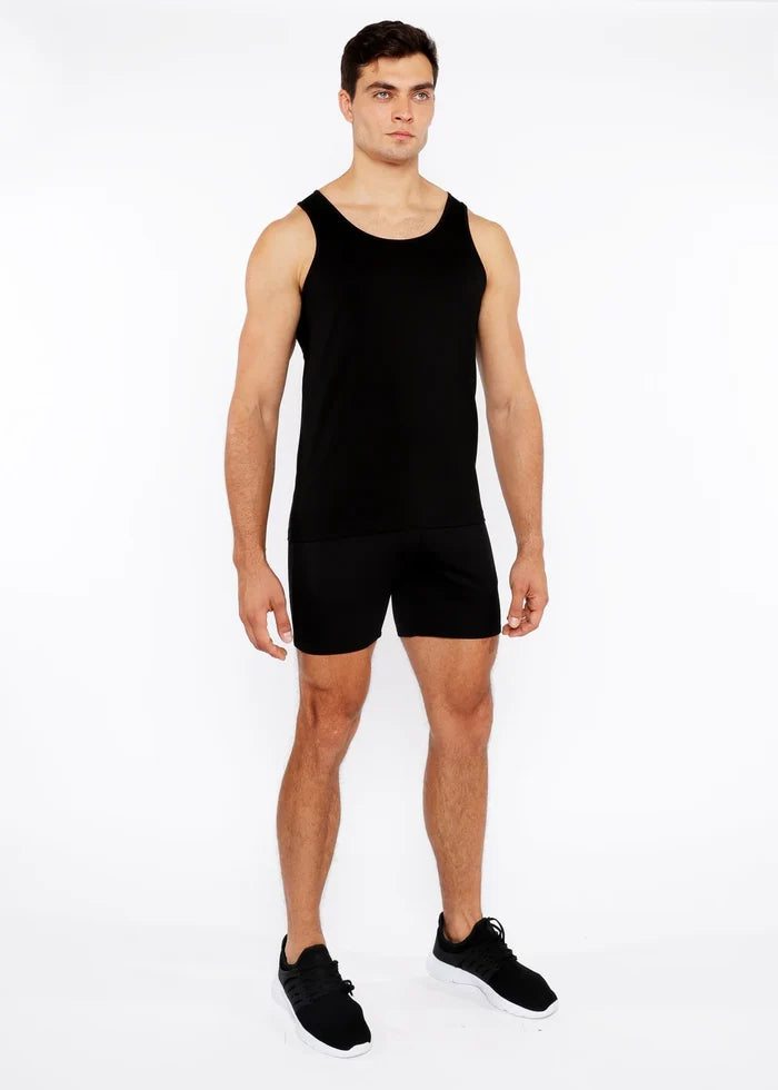 Black Circle Spine Laser Cut Stretch Jersey Tank Top St-20050