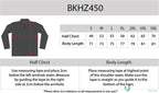 Clothing size chart for Black Kanvas Half Zip Jumper with Aegis Microbe Shield tech