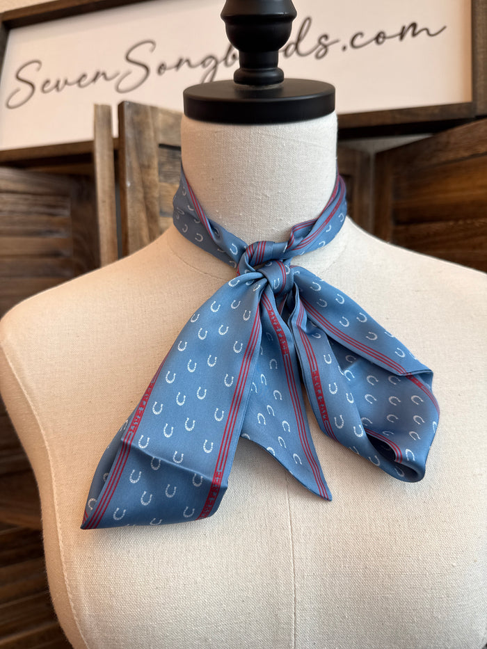 Blue Horseshoes Twilly Scarf