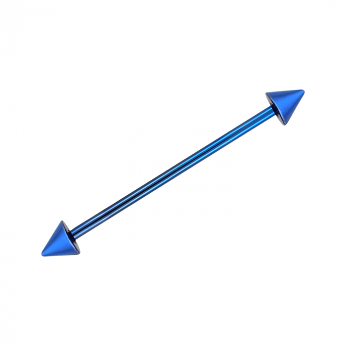 Blue Spike Industrial Bar 35mm / Surgical Steel / Blue Barbell