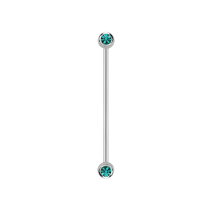 14g Surgical steel Industrial barbell Blue Zircon 35mm / Surgical Steel / Blue Zircon Barbell