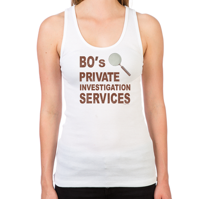 Bo's Private Investigation Services Women's Racerback Tank