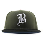 Boston Braves 1942 All Star Game New Era 59Fifty Fitted Hat (Olive Green Black Sky Blue Under Brim)