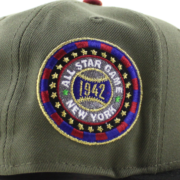Boston Braves 1942 All Star Game New Era 59Fifty Fitted Hat (Olive Green Black Sky Blue Under Brim)
