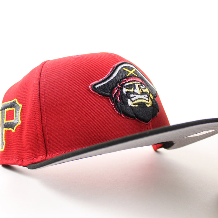 BRADENTON MARAUDERS X Pittsburgh Pirates New Era 59Fifty Fitted Hat (Scarlet Red Black Gray Under Brim)