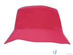 Fuchsia pink bucket hat from Breathable Poly Twill Kids Bucket Hat collection, perfect for uniforms or workwear FAQs link included