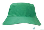 Green cotton bucket hat from Breathable Poly Twill Kids Bucket Hat, perfect for uniforms or casual wear