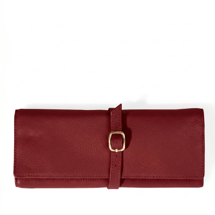 Buckled Jewelry Roll Garnet Red