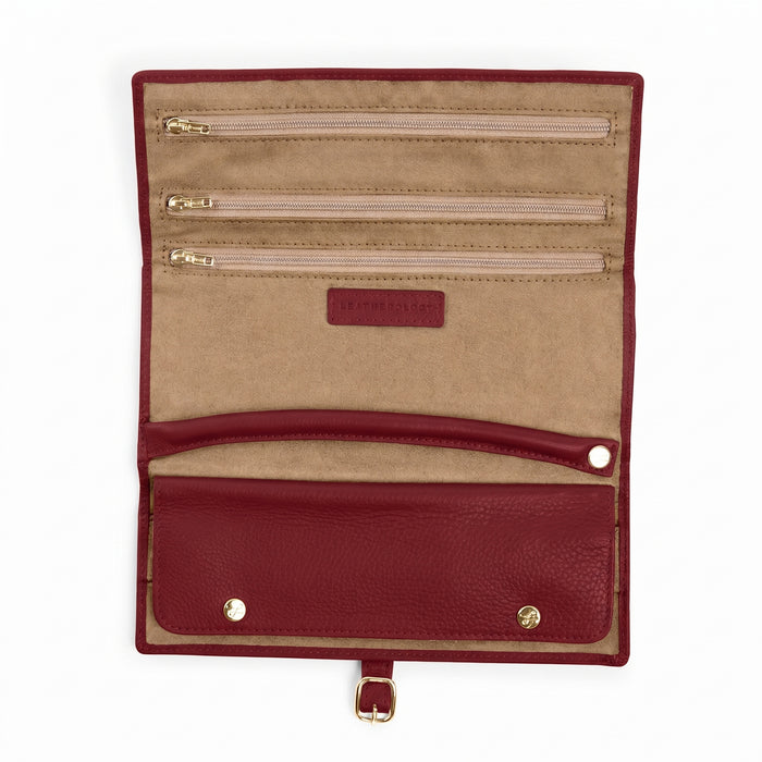 Buckled Jewelry Roll Garnet Red