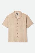 Men's Bunker Slub Short Sleeve Shirt in the color Italian Clay Stripe - Front Product View
