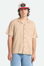 Men's Bunker Slub Short Sleeve Shirt in the color Italian Clay Stripe - Men's Front View