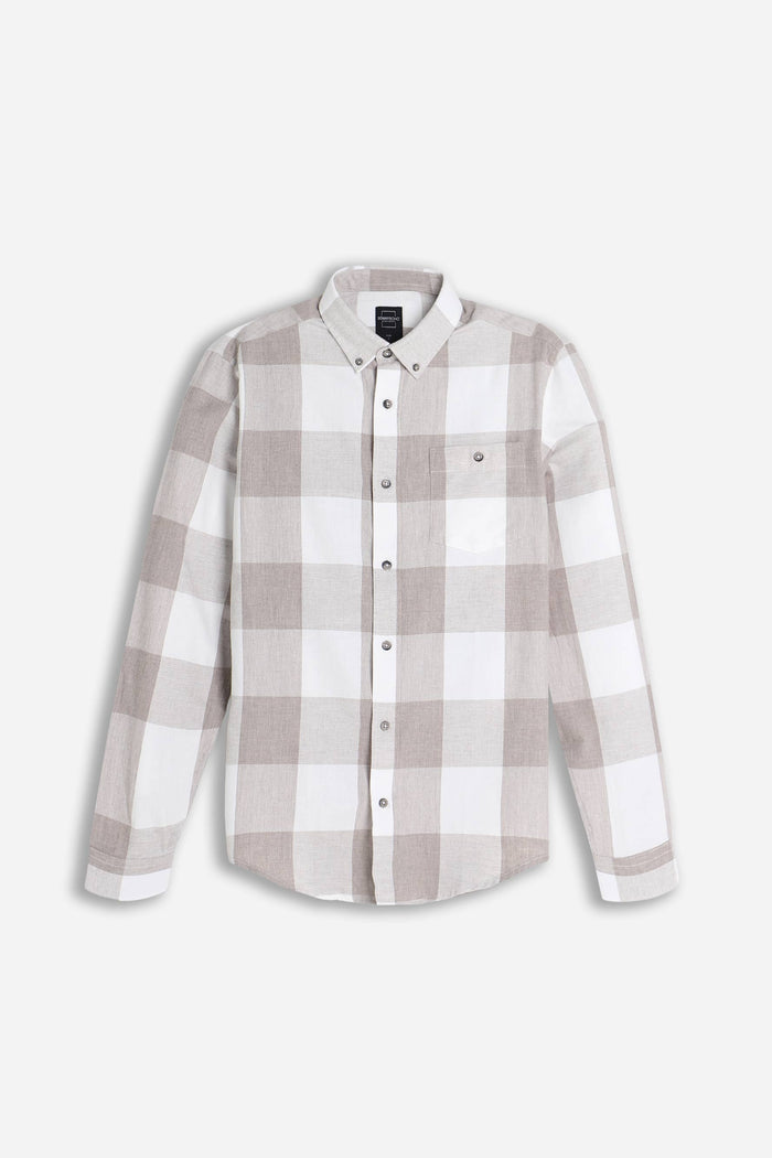 CAMICIA A QUADRI FLANELLA F-BEIGE