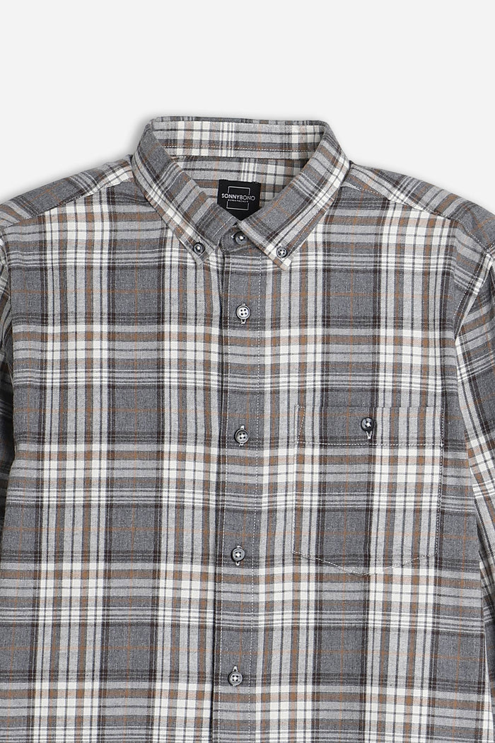 CAMICIA A QUADRI FLANELLA F GRIGIO