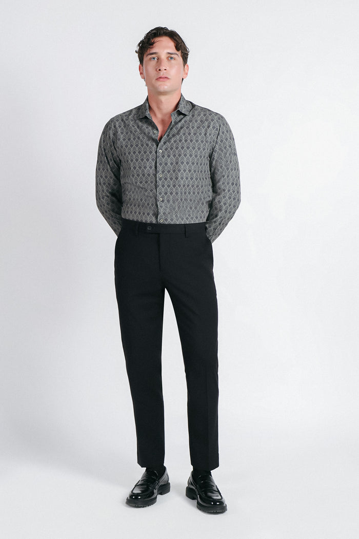 CAMICIA FANTASIA STRETCH VERDE MILITARE - Sonnybono