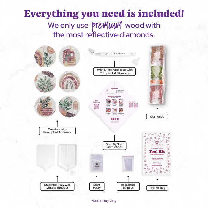 Coasters - Plants - Diamond Art Club DIY Kit