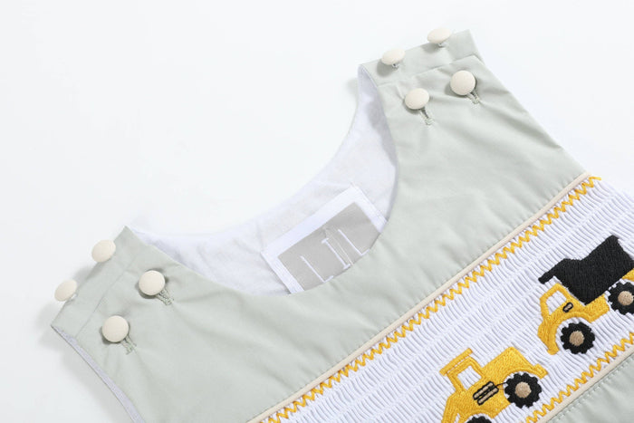 Construction Smocked Overalls: 12-18M
