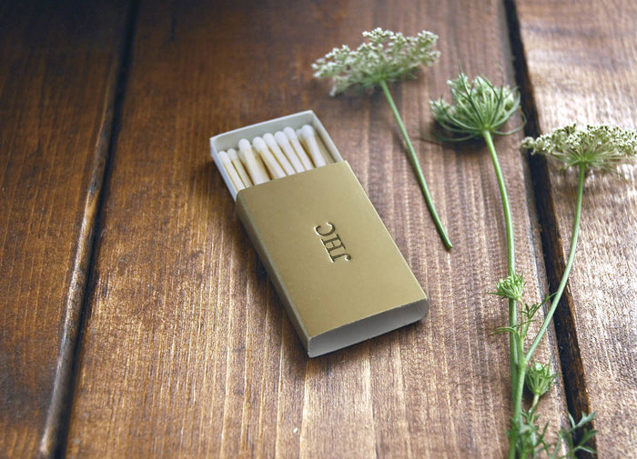 Custom Text Foil Embossed Matchbox: Gold on Black