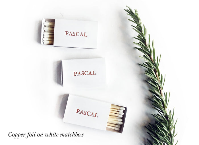 Custom Text Foil Embossed Matchbox: Gold on Black