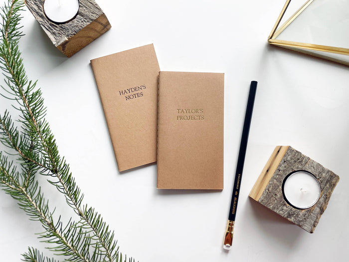 Custom Text Foil Embossed Mini Notebook: Burgundy / Gold shimmer