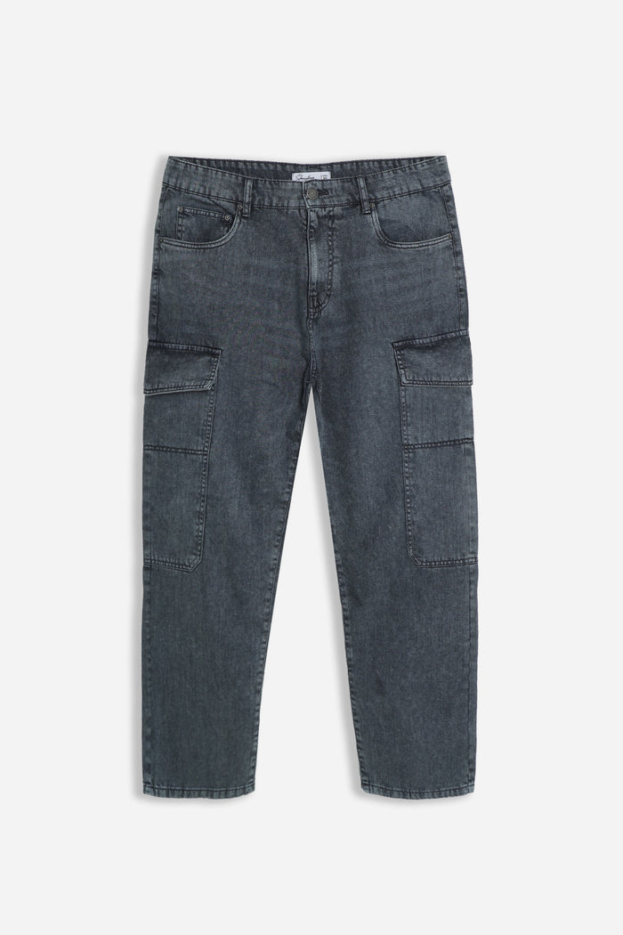 DENIM CARGO BAGGY GRIGIO
