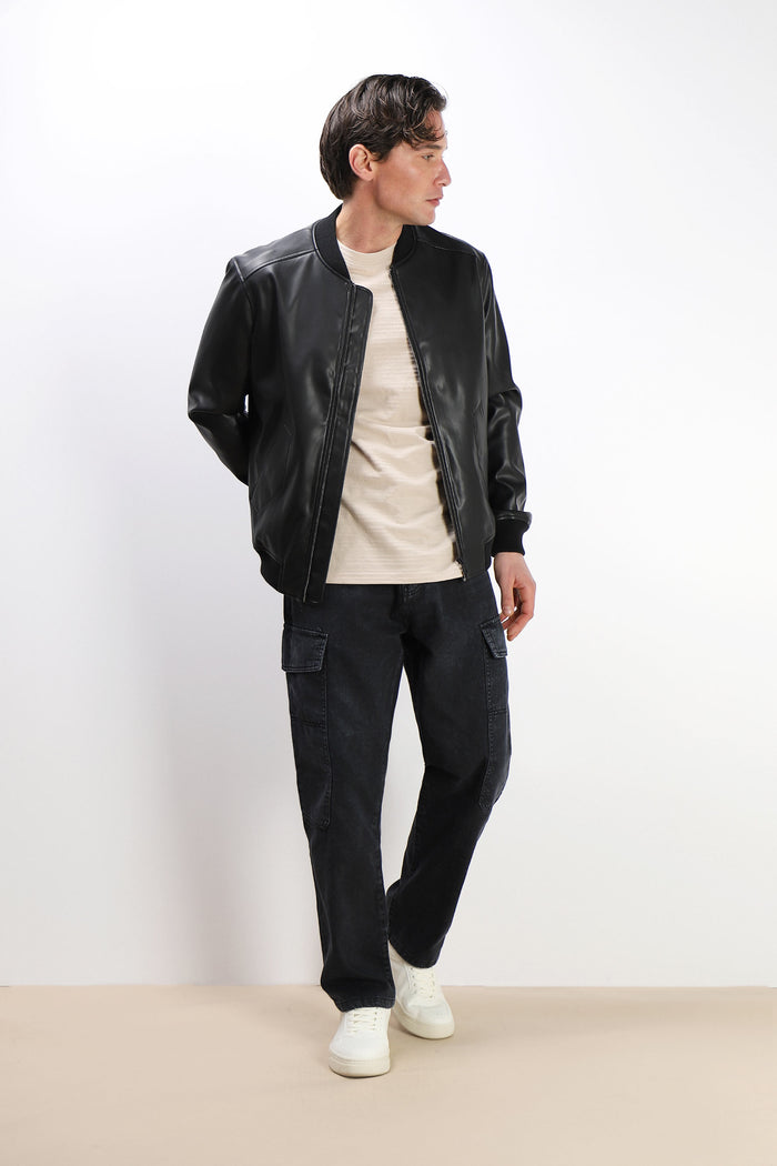 DENIM CARGO BAGGY NERO