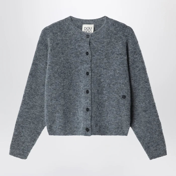 Douuod - Grey mélange alpaca-blend cardigan Brand 8Y