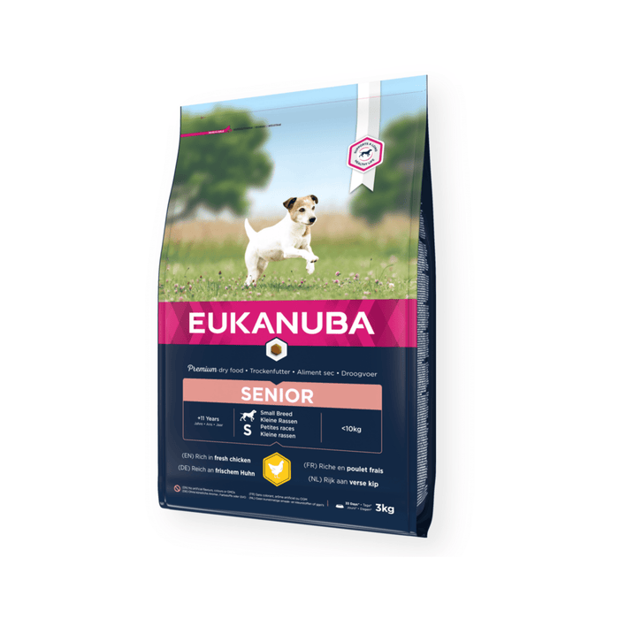 Eukanuba Caring Small Senior Dry Food Chicken on white background