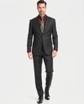 Ferrecci Mens Black Plaid Classic Fit Wool Blend 2 Piece Suit