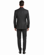 Ferrecci Mens Black Plaid Classic Fit Wool Blend 2 Piece Suit