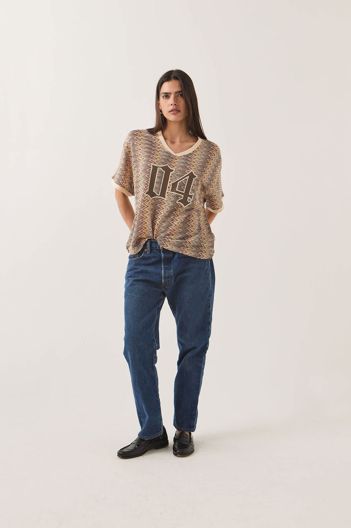 Women's Football Oversized Mesh Jersey in the color Multi Color Zigzag - Women's Front View