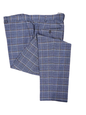 Giorgio Fiorelli Mens Classic Fit Blue Plaid Flat Front Dress Pants
