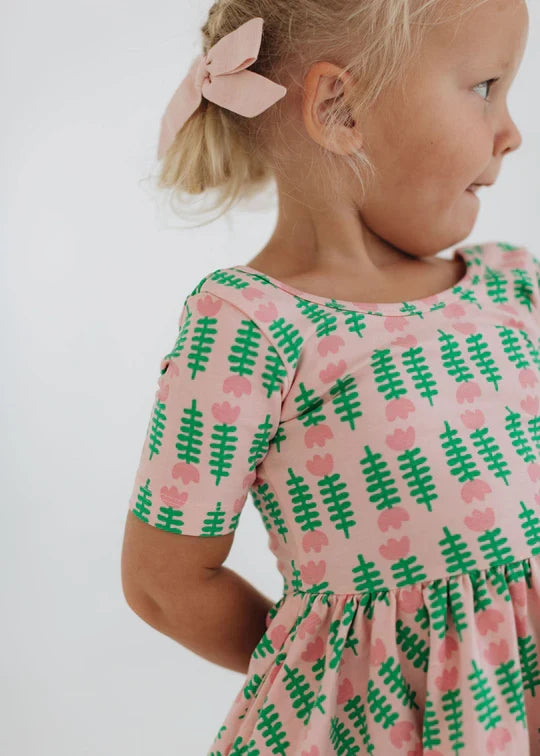 Good Apples Twirl Dress in Pink Tulips