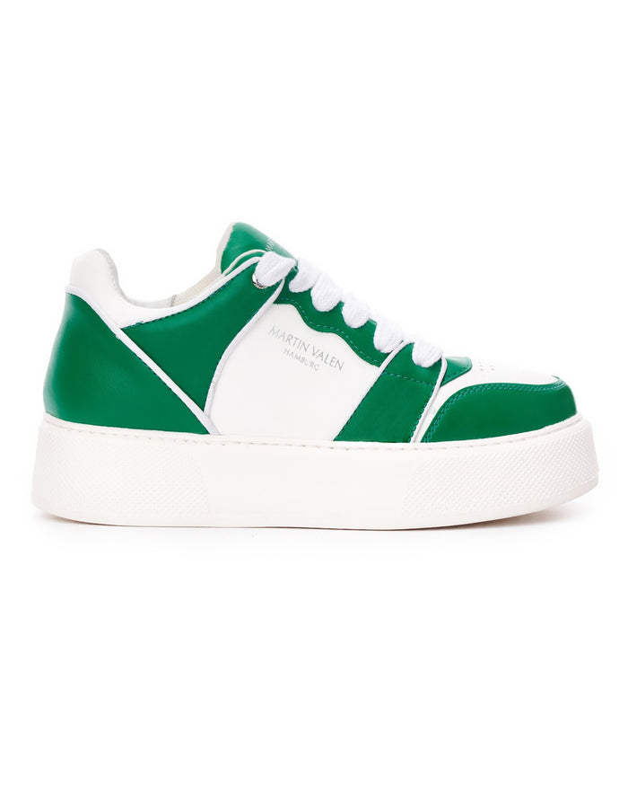 Martin Valen Green-White Bicolor High Sneakers side view