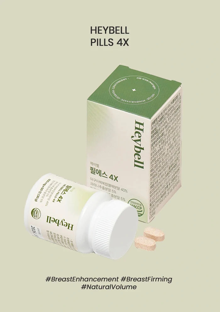 Heybell Pills 4X packaging with pills on a beige background