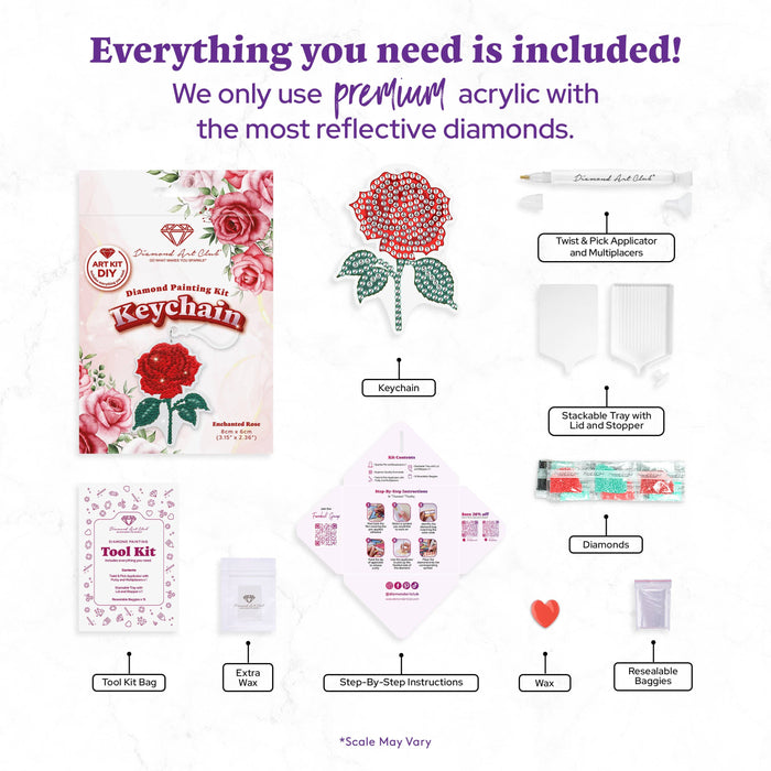 Keychain - Enchanted Rose - Diamond Art Club DIY Kit