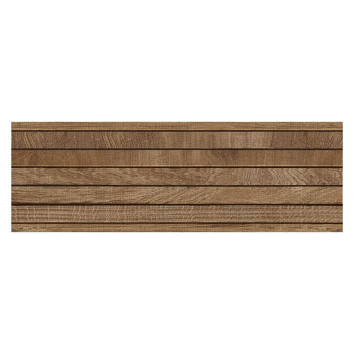 Wood effect tile with horizontal lines