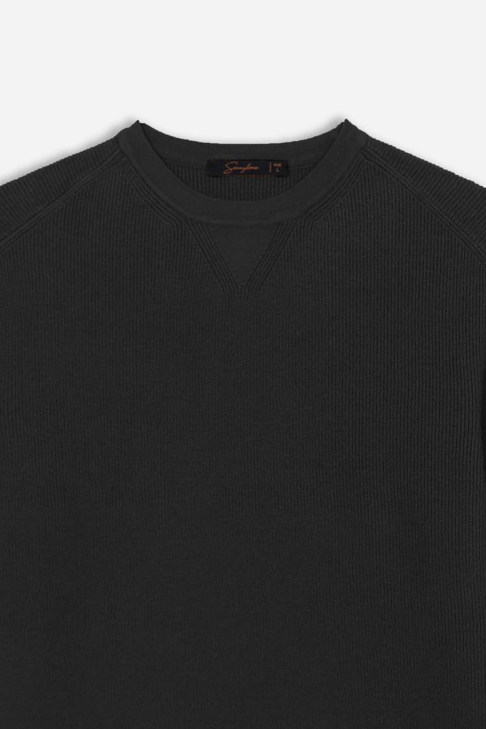 MAGLIA GIROCOLLO A COSTINE NERO