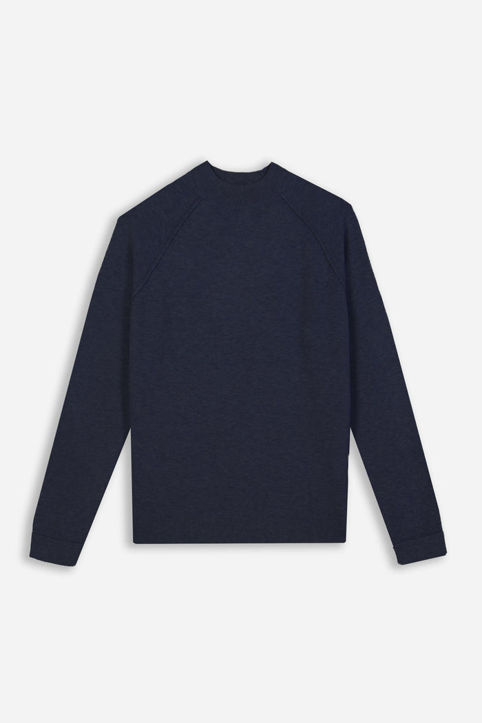 MAGLIA MEZZO COLLO A COSTINE BLEU