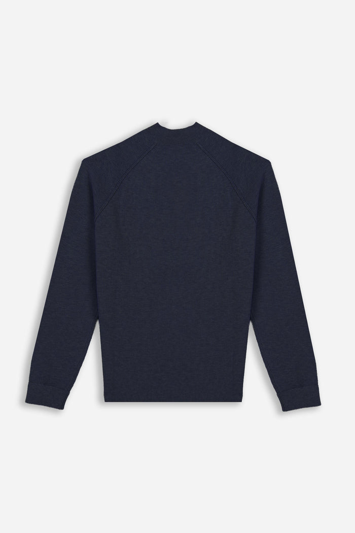 MAGLIA MEZZO COLLO A COSTINE BLEU