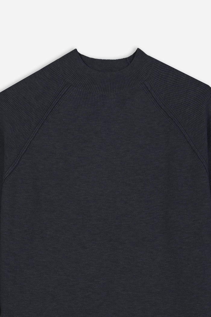 MAGLIA MEZZO COLLO A COSTINE M-DENIM