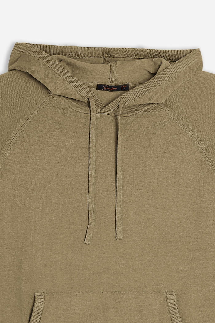 MAGLIA MODELLO FELPA CON CAPPUCCIO E MARSUPIO BEIGE