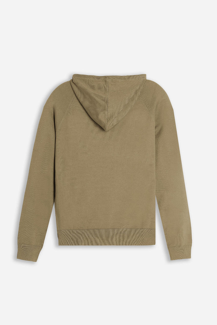 MAGLIA MODELLO FELPA CON CAPPUCCIO E MARSUPIO BEIGE
