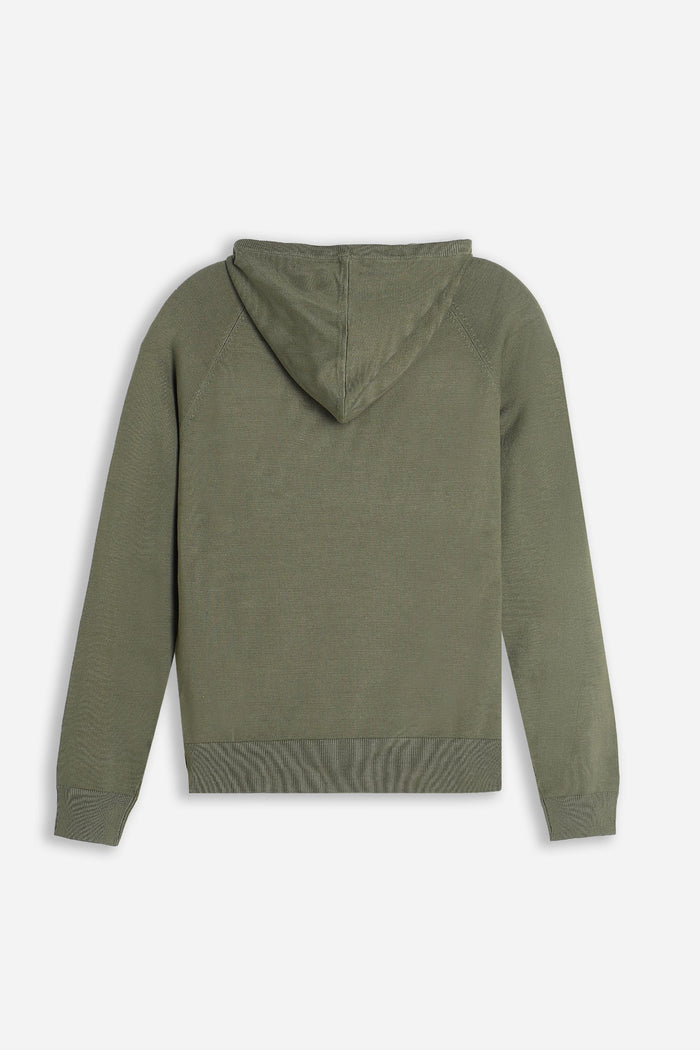 MAGLIA MODELLO FELPA CON CAPPUCCIO E MARSUPIO SALVIA