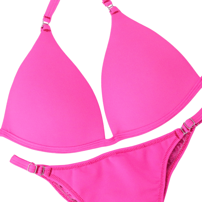 Matte Pink Fit Model Competition Suit in vibrant pink for NPC bikini competition suit and competition bikinis