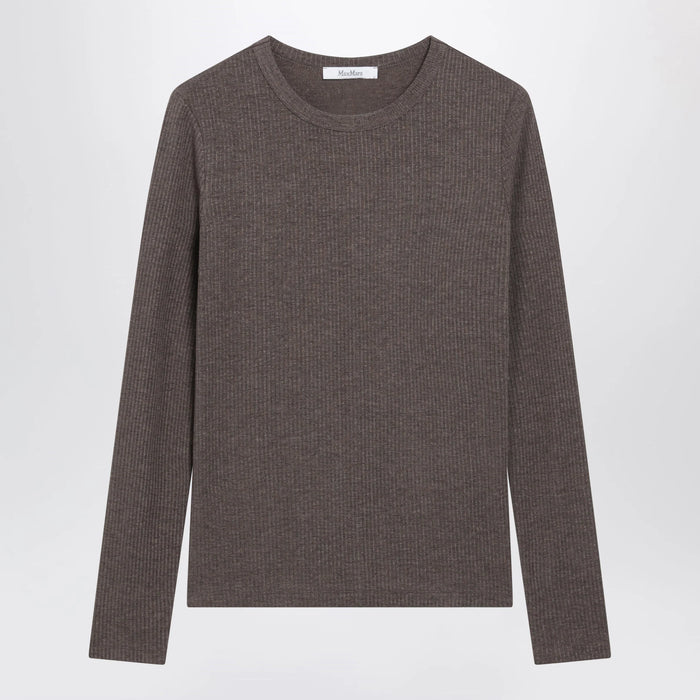 Max Mara - Long-Sleeve T-Shirt in Dark Khaki Jersey