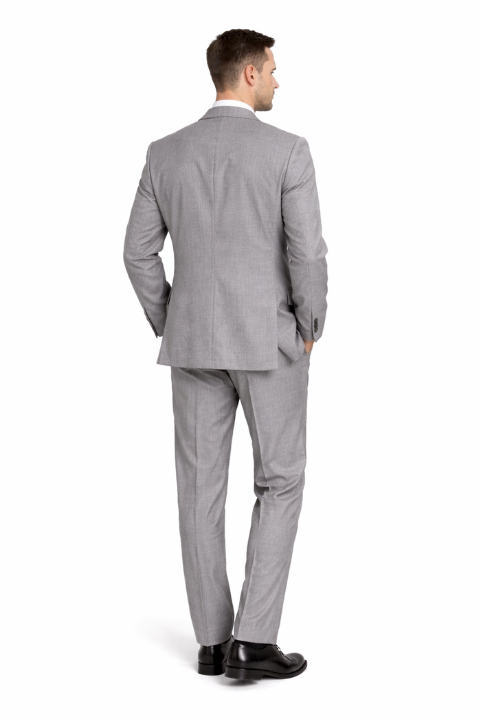 Mazara Mens Classic Fit Light Gray Two Button 100% Wool Suit - The Suit Depot