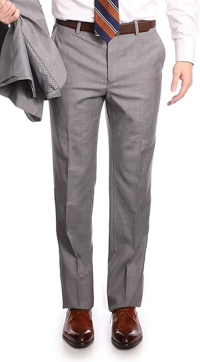 Mazara Mens Classic Fit Light Gray Two Button 100% Wool Suit - The Suit Depot