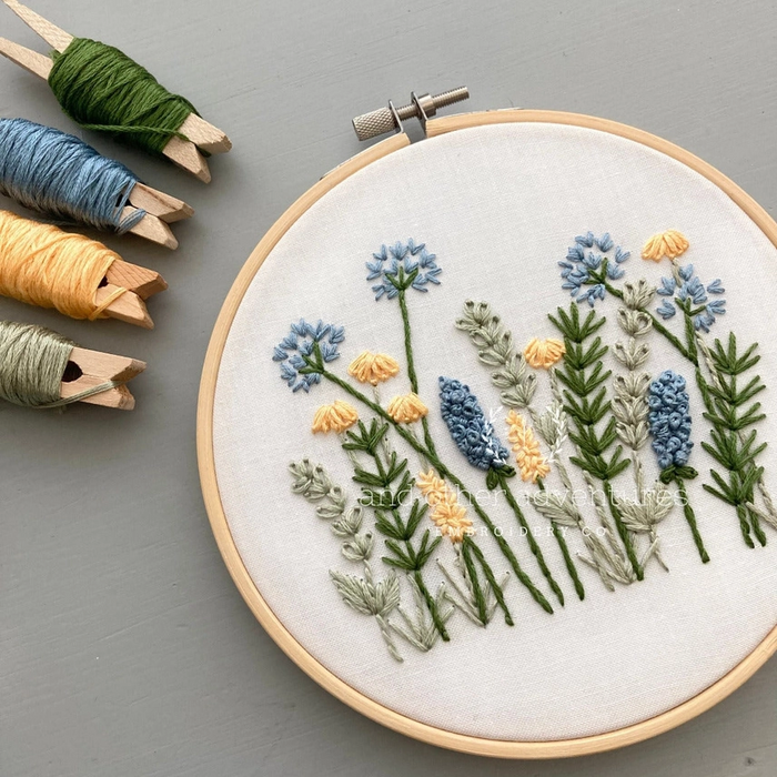 Meadow Blue & Yellow Hand Embroidery Kit #4085WS